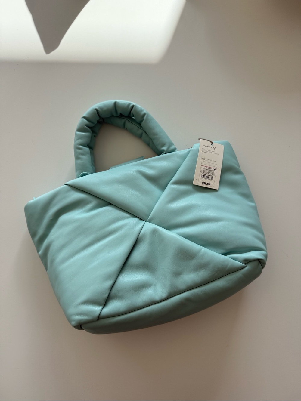 Mint Quilted Tote Bag -  Women
